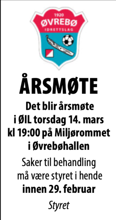 Årsmøte 14.mars